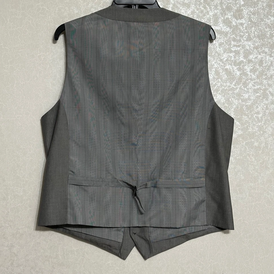 JF J.Ferrar Slim Fit Solid Gray Suit Vest 5 Button Waistcoat Lined Pockets Sz L - Image 2 of 4