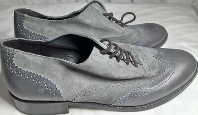 Dune London Fountain künstliche Sohle Herren Obermaterial Leder grau Schuhe UK Größe 7