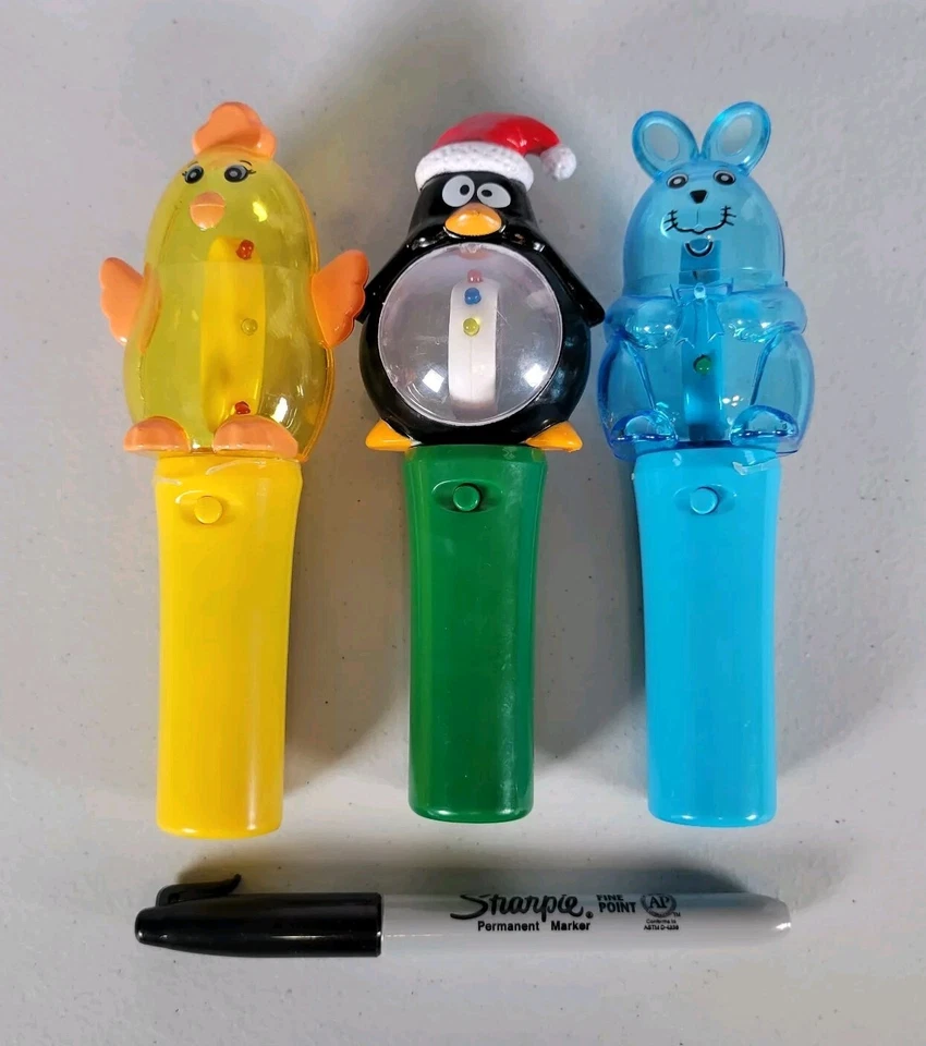 Lot of 3 Coolites Penguin Chicken Bunny Light Up Toy Spinner Holiday See Descrip - Image 2 of 4