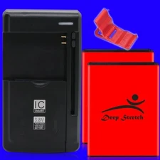 High Capacity 2x 1520mAh Battery Charger f TracFone Alcatel MyFlip A405DL Phone