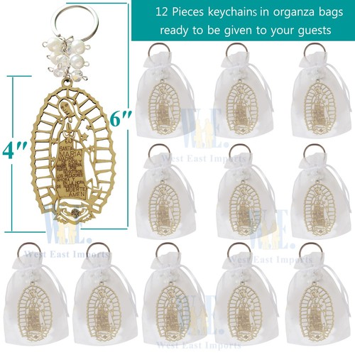 12 PCS Personalized Our Lady of Guadalupe Keychain Favors Customized Engraving - Picture 2 of 8