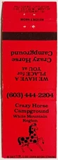 Crazy Horse Campground, White Mountain Region, N.H. Matchbook Cover