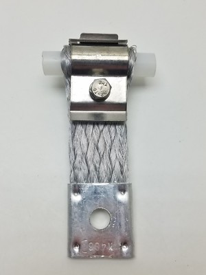 PAIR (2) Braided copper ground wire w/I-Beam clamp K408 Silver #8486