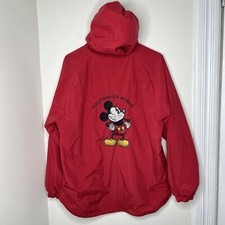 Vintage Walt Disney World Jacket Mickey Mouse Hood Zip Up Medium See Measurement