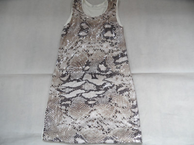 Promod chic jersey dress front animal print with sequins size 36/38 top zc918