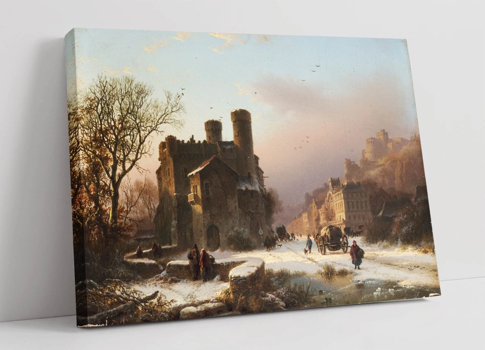 BAREND KOEKKOEK, WINTER LANDSCAPE -CANVAS WALL ART ARTWORK PRINT