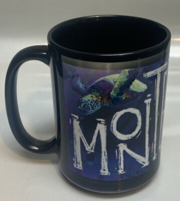 Nice Monterey CA Turtles Ocean Beach Black High End Large Coffee Mug Minty