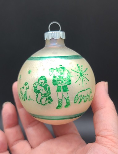 Shiny Brite Vintage Glass SHEPARD LAMB Nativity Ball Christmas Ornament Box Set6 - Picture 5 of 8