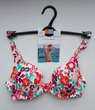 Marks and Spencer plunge bikini 32C underwired adjustible straps floral