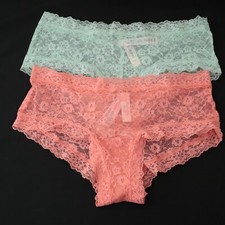 NEW Victoria's Secret Stretch Lace Cheeky Floral Panty 2 Lot L LARGE