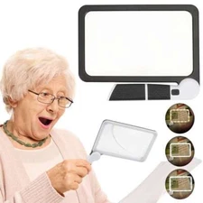 5X Rectangular Handheld Magnifying Glass with 48 LED Light Illuminated Magnifier