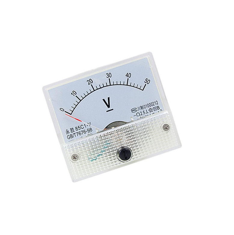 Analoges Panel-Meter 85C1 – DC 0–30V / 0–50V / 0–5A / 0–10A, Mit Feinabstimmung, Transparent, 65x56mm, ±2,5% Genauigkeit