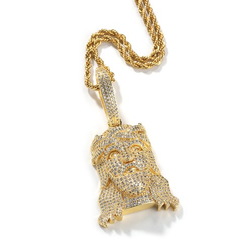 Hip Hop Jesus Pendant Necklace 5A Zircon 18k Real Gold Plated Religious Jewelry - Picture 16 of 18