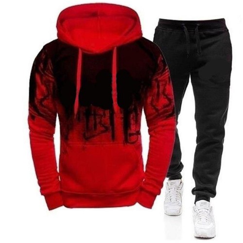 2024 Mens New Tracksuit Hoodies+Black Sweatpants Male Casual Sports Jogging Sets