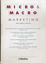 MICRO MACRO MARKETING 1 APRILE 1992 AA.VV. IL MULINO 1992  BROSSURA