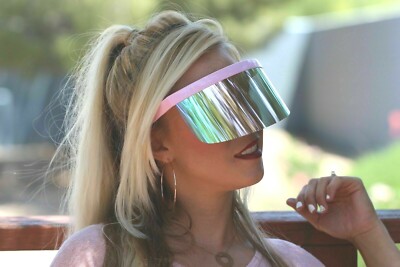 Futuristic Oversized XXL Shield Visor Sunglasses Flat Top Mirrored