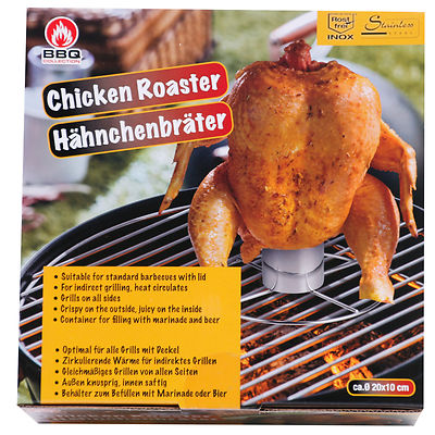 Edelstahl Hähnchenbräter Hähnchenhalter Brathähnchen BBQ Chicken Grill Geflügel