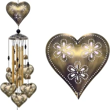 1X DIY Metal Pipe Bell Wind Chime Hanging Heart Shape Pendant Garden Retro Decor