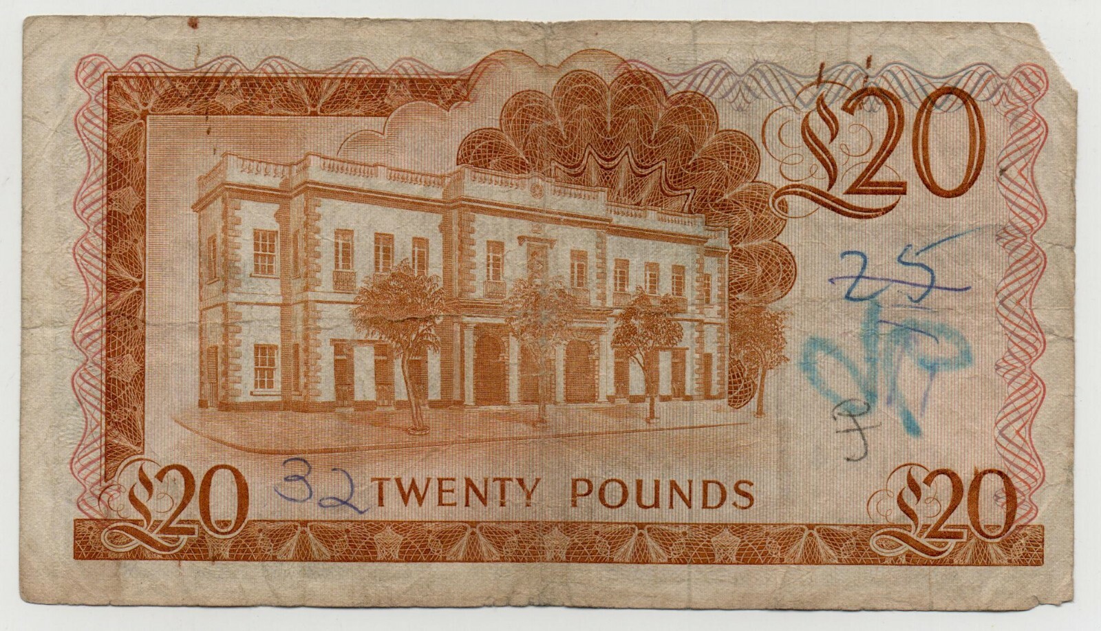 GIBRALTAR 20 POUNDS 1975 PICK 22 A PREFIX A LOW NUMBER LOOK SCANS