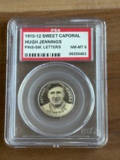 1910-12 Sweet Caporal Pins (P2) HUGH JENNINGS SM. LTRS. HOF DETROIT TIGERS PSA 8