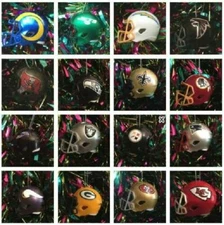 FOOTBALL HELMET HOLIDAY ORNAMENT NFL & NCAA  PICK YOUR TEAM & CORD COLOR
