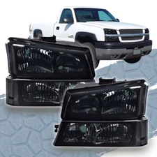 Smoked Corner Headlights & Signal Bumper Lamp Fit For 03-07 Chevy Silverado