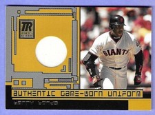 2001 Topps Reserve Authentic Game Worn Uniform (HOF)Barry Bonds Card# TRR-BB