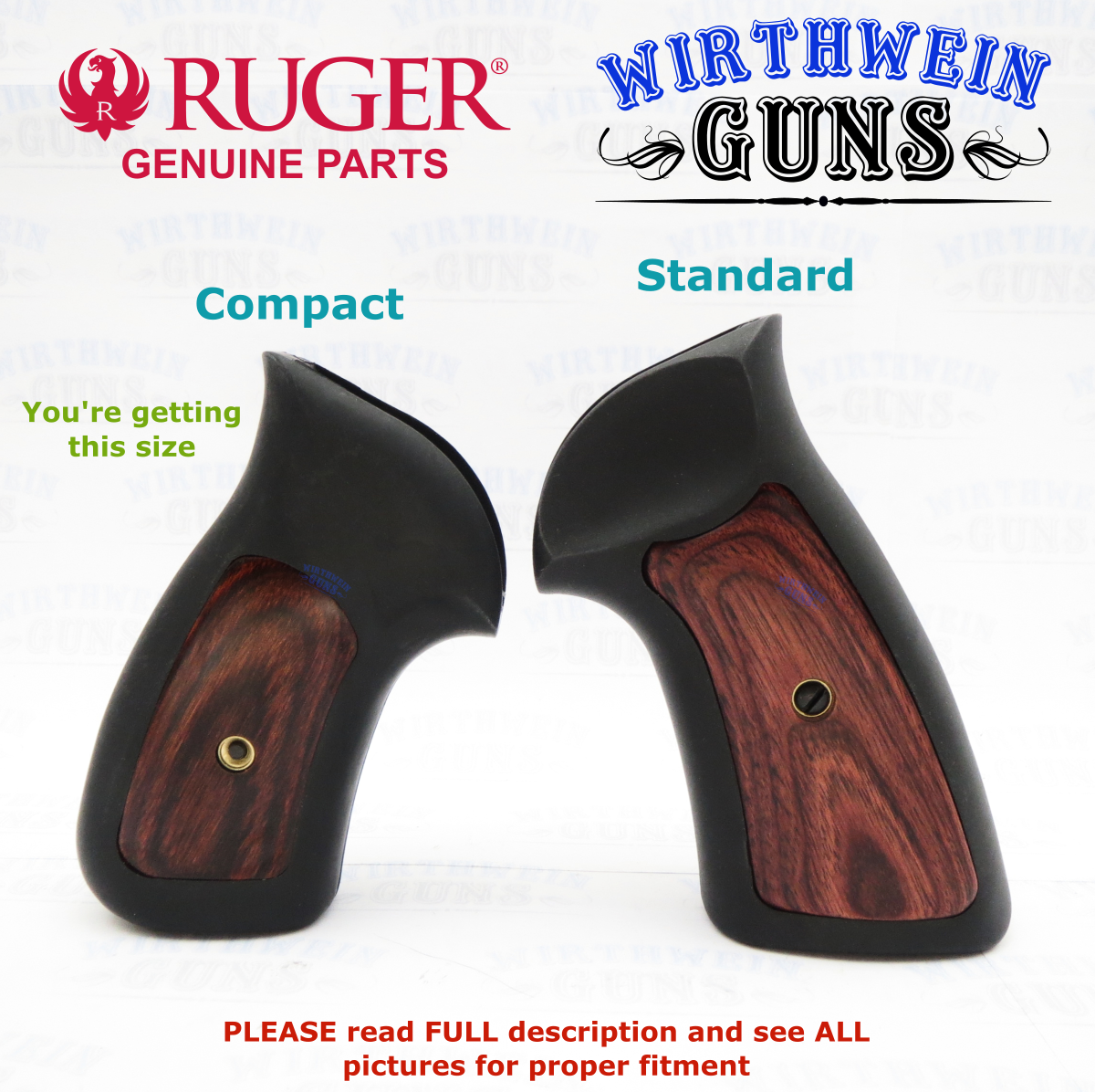 ザ・グリード Ruger Gp100 Compact Rubber Rosewood Insert Grip 70084 for sale