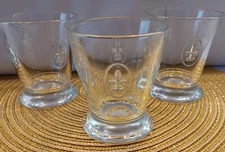La Rochere FLEUR DE LYS 9 Oz Double Old-Fashioned Glasses ~ Set of 3 EUC