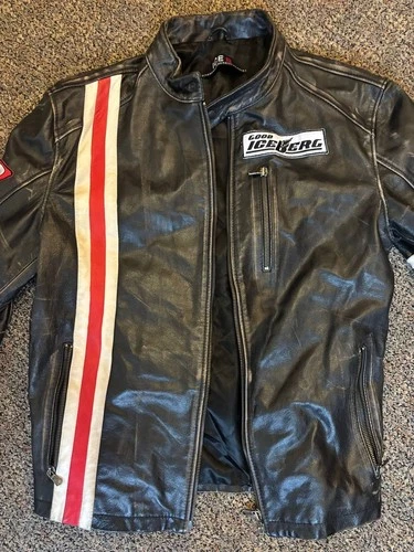 Rare Vintage ICE B by ICEBERG Leather Racing Moto Jacket Size 52 Made Italy Y2K - product listing photo