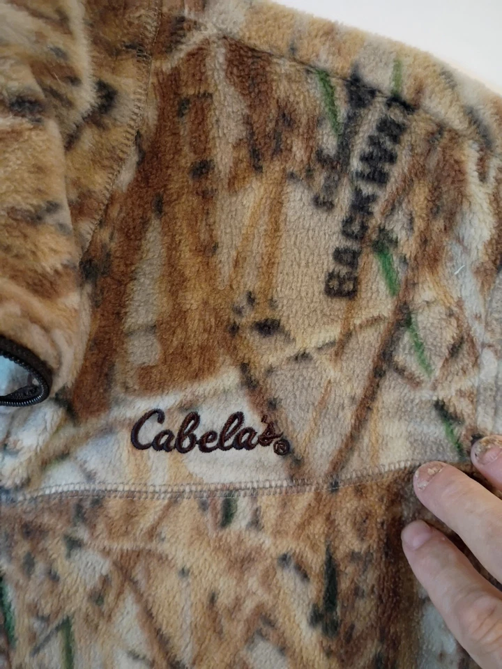 Cabelas Fleece Sweater Vest Sz Medium Backwaters Camo Full Zip Camouflage - Image 3 of 4