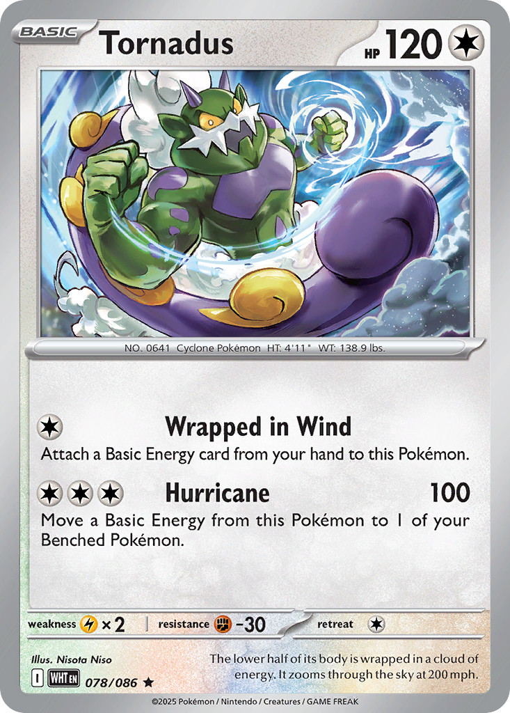 Tornadus - White Flare 78/86 - Holo - NM