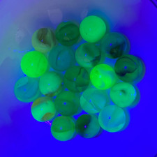 Lot of 19 Assorted Marbles UV Reactive Uranium Vaseline Glass