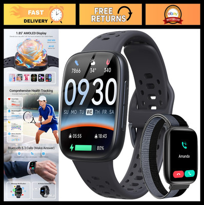 Men's Smart Watch Fitness Tracker - 1.85'' AMOLED, Waterproof, Bluetooth Calls, H