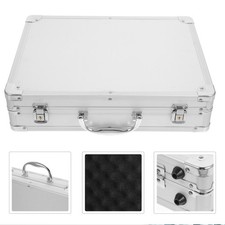 Silver Aluminum Alloy Hard Briefcase for Men Shockproof Portable Tool Case