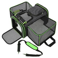 Soft Sided Portable Cat Carrier with Extendable Space & Fleece Bed Foldable