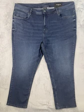 The Perfect Jean NYC Mens 44x30 Blue Denim Athletic Straight Dark Wash Stretch