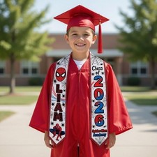 Spiderman Graduation Stole, Custom Name Kindergarten Grad Sash Class Of 2026