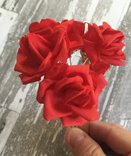 Vintage Millinery Small Rose Flower Red- For 6