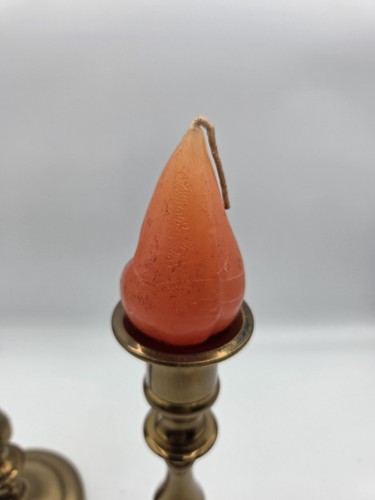 (2) Vintage Red Orange Flame Tear Water Drop Shaped 2.75" Wax Taper Candle ONLY - Picture 2 of 7