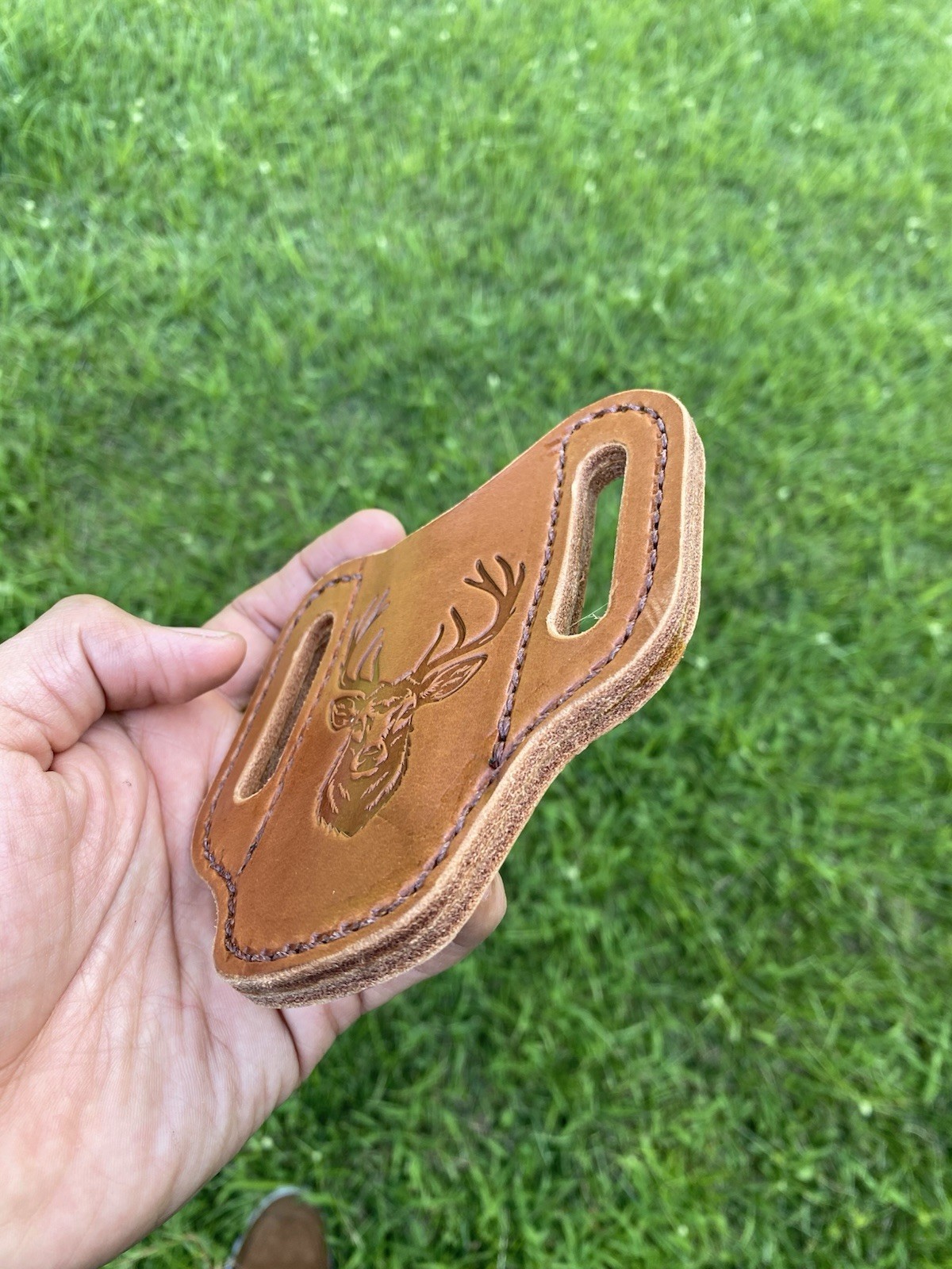 Genuine Leather Folding Knife Sheath Heavy Duty EDC Made In USA Deer Gift Hunt