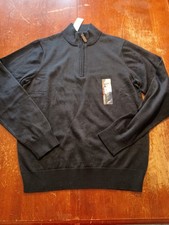 George Men's Dark Blue Long Sleeve Quarter Zip Pullover Sweater Size Small