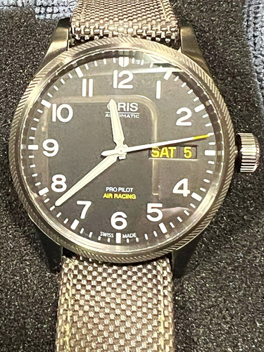 Oris Big Crown ProPilot Air Racing  VI Auto Day/Date Black Dial Gray Strap,