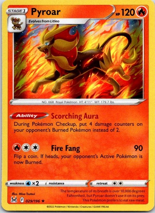 Pyroar Holo Rare SWSH11: Lost Origin 029/196 NM