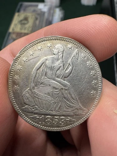 1853 Seated Liberty Half Dollar 50C ARROWS RAYS 90% Silver XF Details