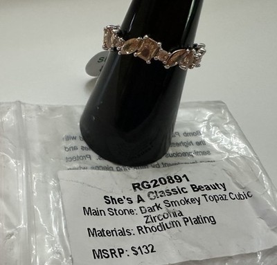 Bomb Party Dark Smokey Rhodium Sz 8  She s A Classic Beauty  RG20891