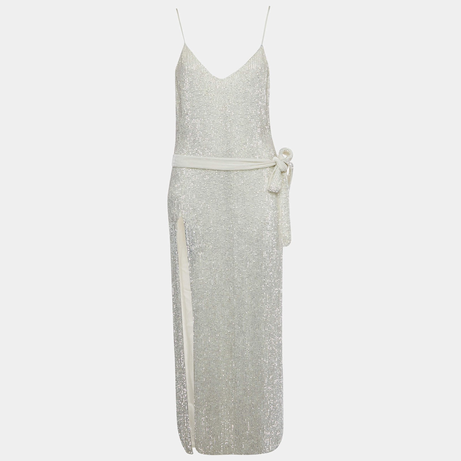 Retrofete White Sequin Embellished Maxi Dress S