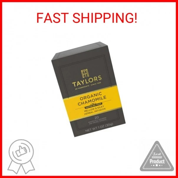 Taylors of Harrogate Organic Chamomile Herbal Tea, Individually Wrapped Bags, 20