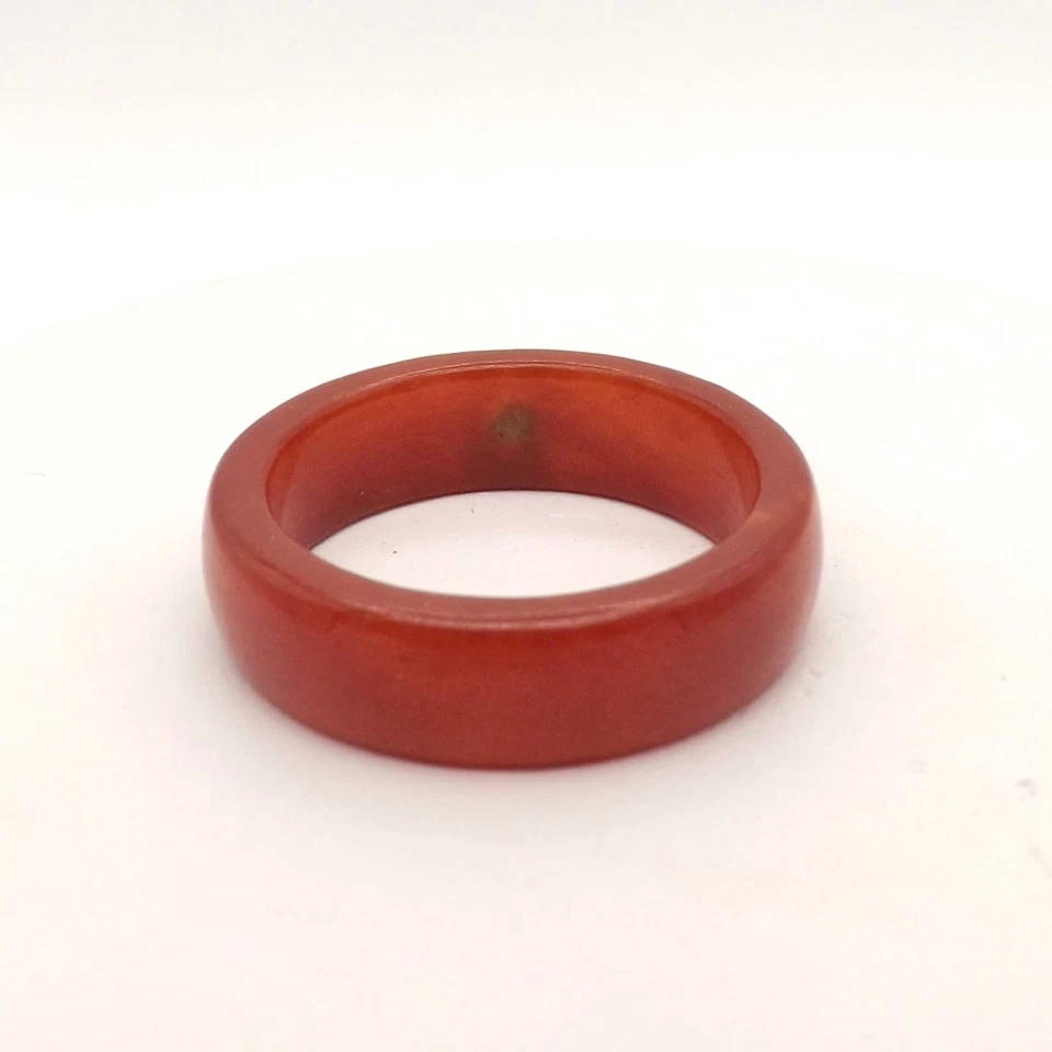 Genuine Red Jade Wedding Band Thumb Ring 14k Gold Bezel Setting Garnet sz9 - Image 4 of 4