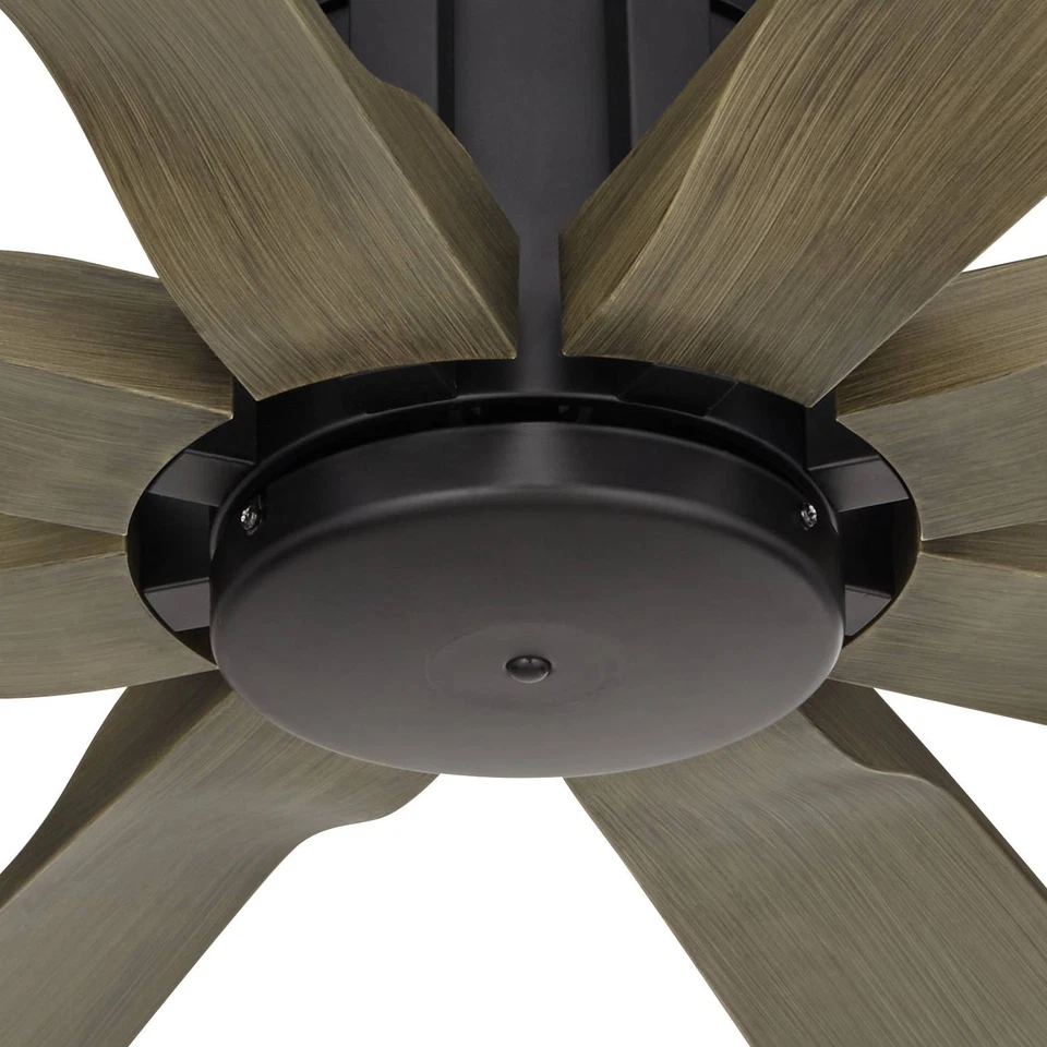 70" Possini Euro Defender Matte Black Oak Large Remote Ceiling Fan - Image 3 of 4